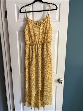 Yellow Floral High-Low Sun Dress